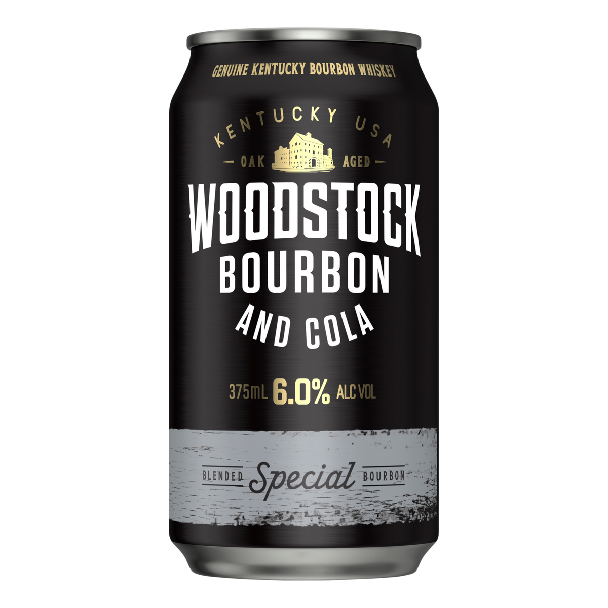 Woodstock Bourbon & Cola 6% 375ml Can 4 Pack