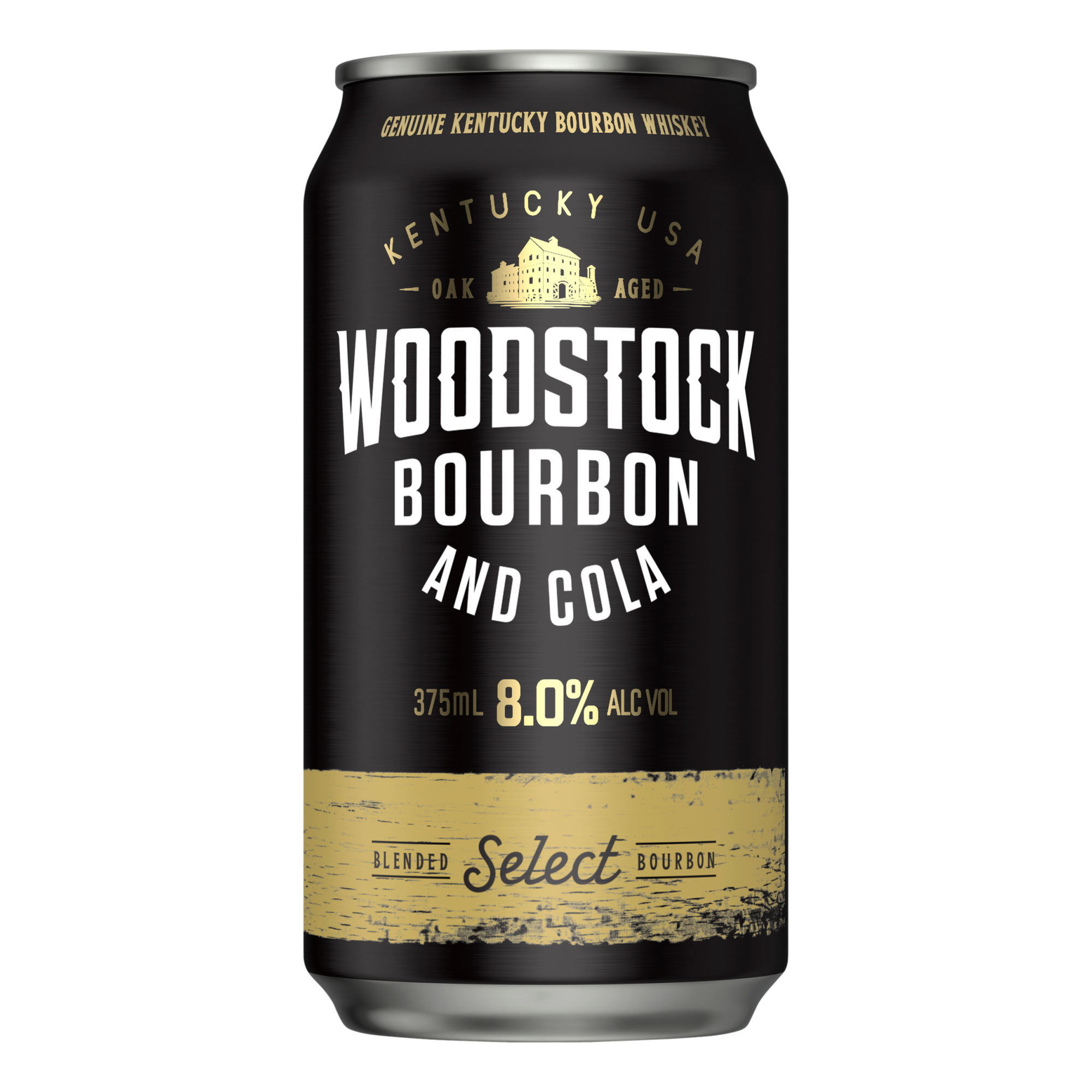 Woodstock Bourbon & Cola 8% 375ml Can 4 Pack