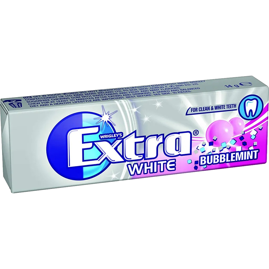Wrigley's Extra White Bubblemint Gum 14g 10 Pack