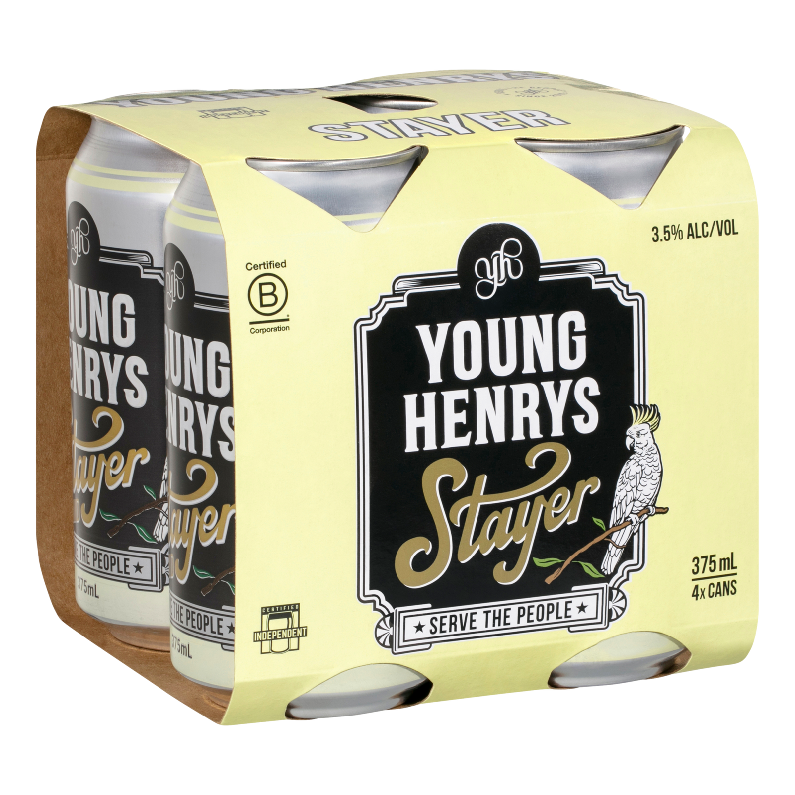 Young Henrys Stayer Mid Strength Lager 3.5% 375ml Can 4 Pack
