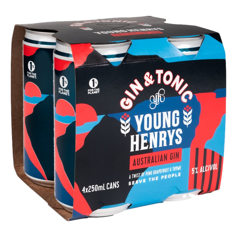 Young Henrys Gin & Tonic 250ml Can 4 Pack