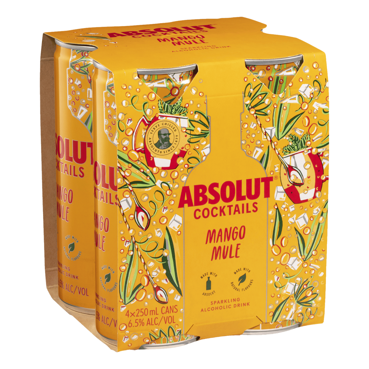 Absolut Cocktails Mango Mule 6.5% 250ml Can 4 Pack