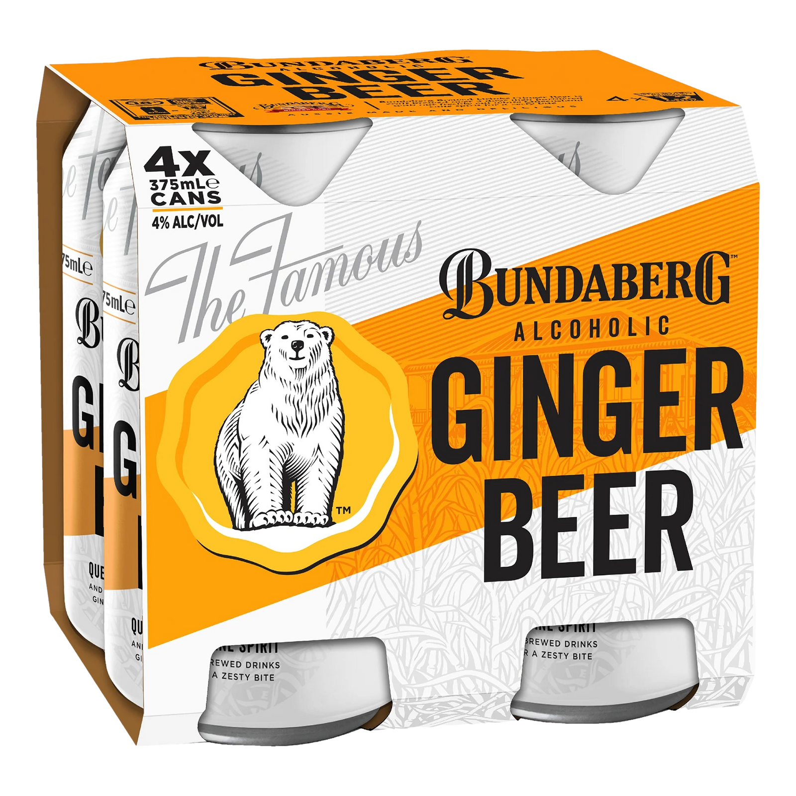Bundaberg Alcoholic Ginger Beer 375ml Can 4 Pack