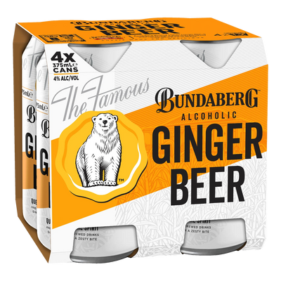 Bundaberg Alcoholic Ginger Beer 375ml Can 4 Pack