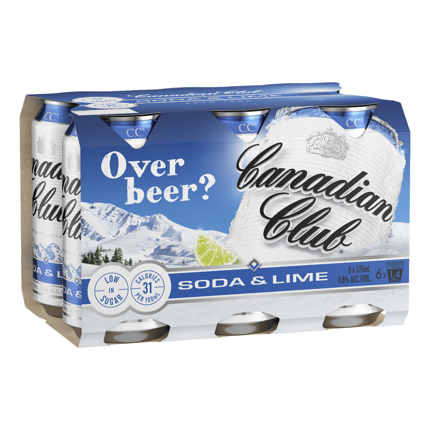Canadian Club Whisky Soda & Lime 375ml Can 6 Pack