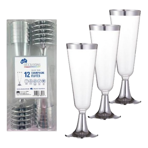 Alpen Silver Trim Champagne Flute 177ml 12 Pack