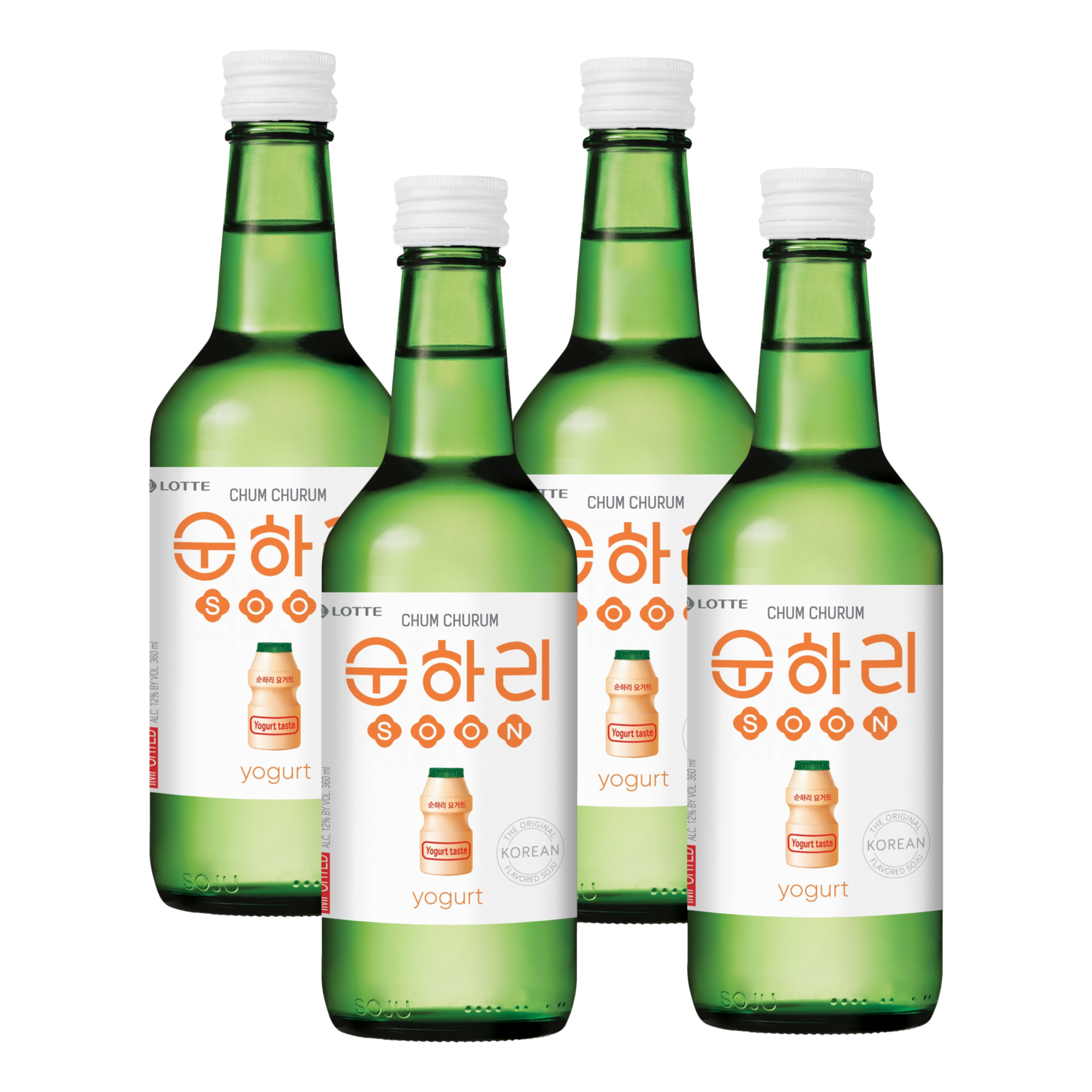 Lotte Chum Churum Soonhari Yogurt Soju 360ml Bottle 4 Pack