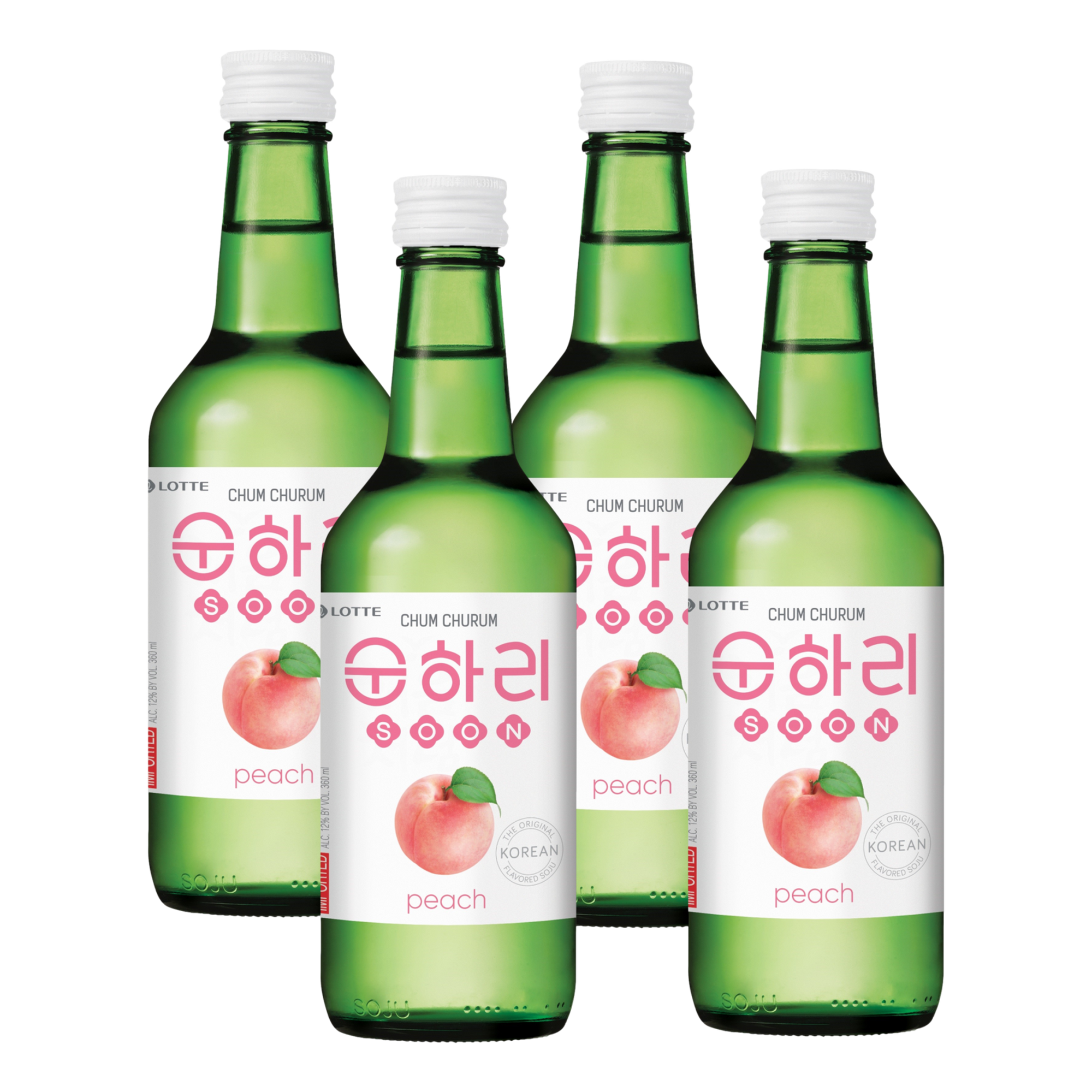 Lotte Chum Churum Peach Soju 360ml Bottle 4 Pack