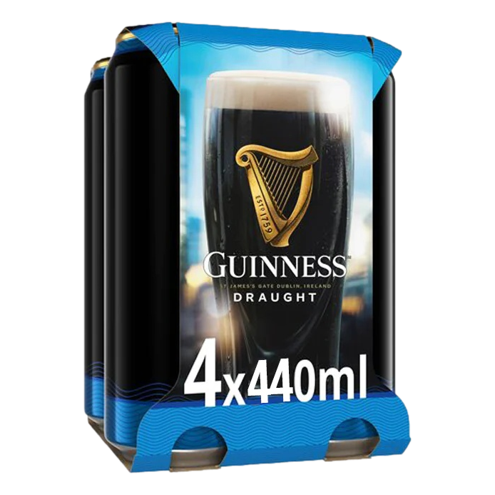 Guinness Draught Non-Alcoholic Stout 440ml Can 4 Pack