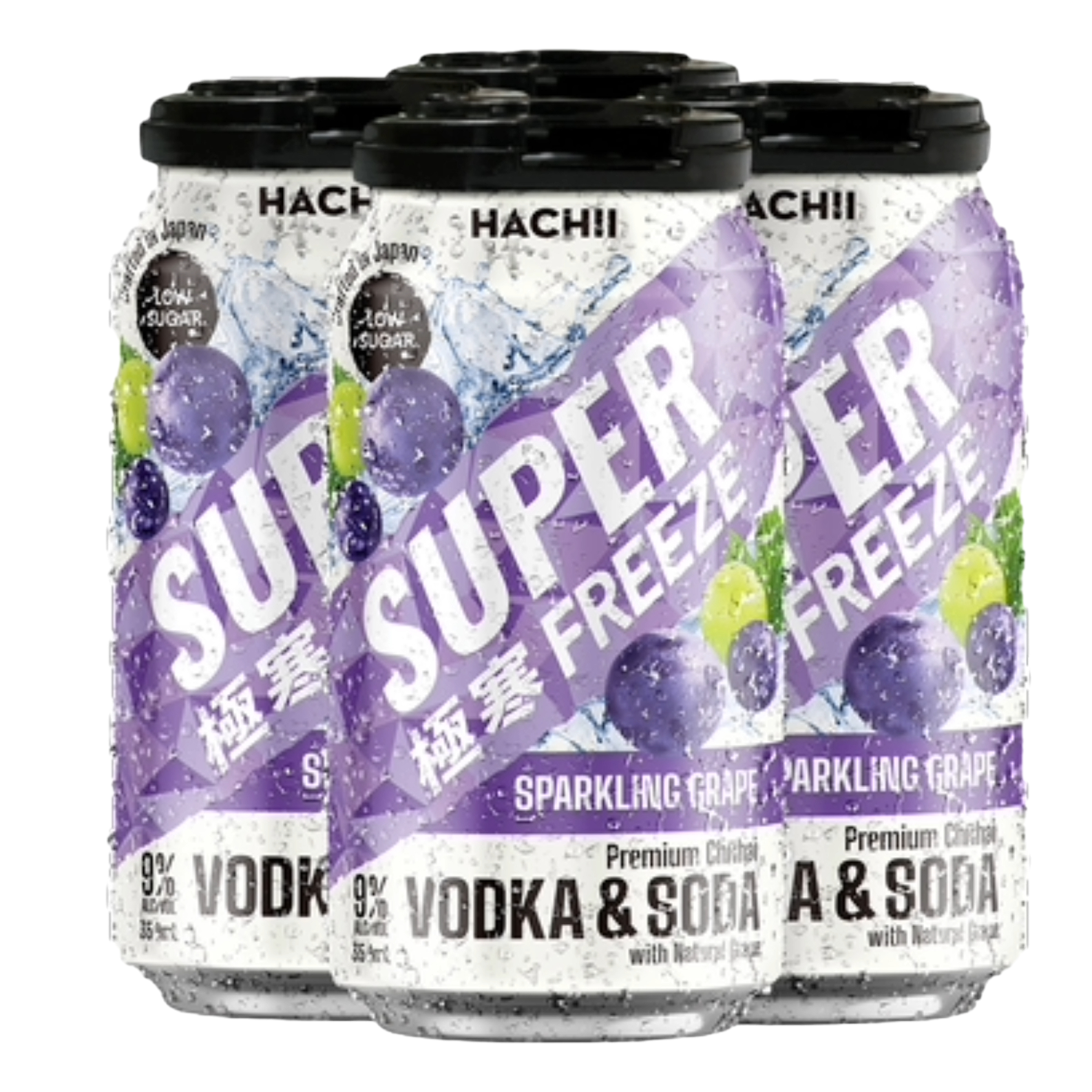Hachii Super Freeze Sparkling Grape 9% 350ml Can 4 Pack