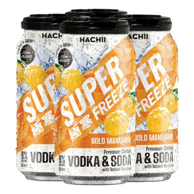 Hachii Super Freeze Bold Mandarin 9% 350ml Can 4 Pack