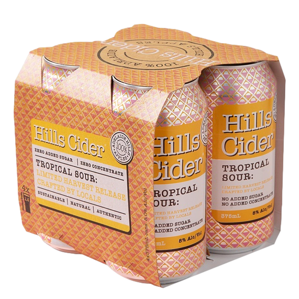 The Hills Cider Co Tropical Sour 375ml Can 4 Pack