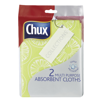 Chux ABSORBENT Multi-Purpose Cloth Assorted Colours 2 Pack